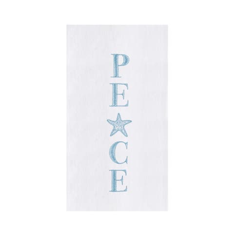 "Peace" Starfish Embroidered 100% Cotton Flour Sack Christmas Dishtowel