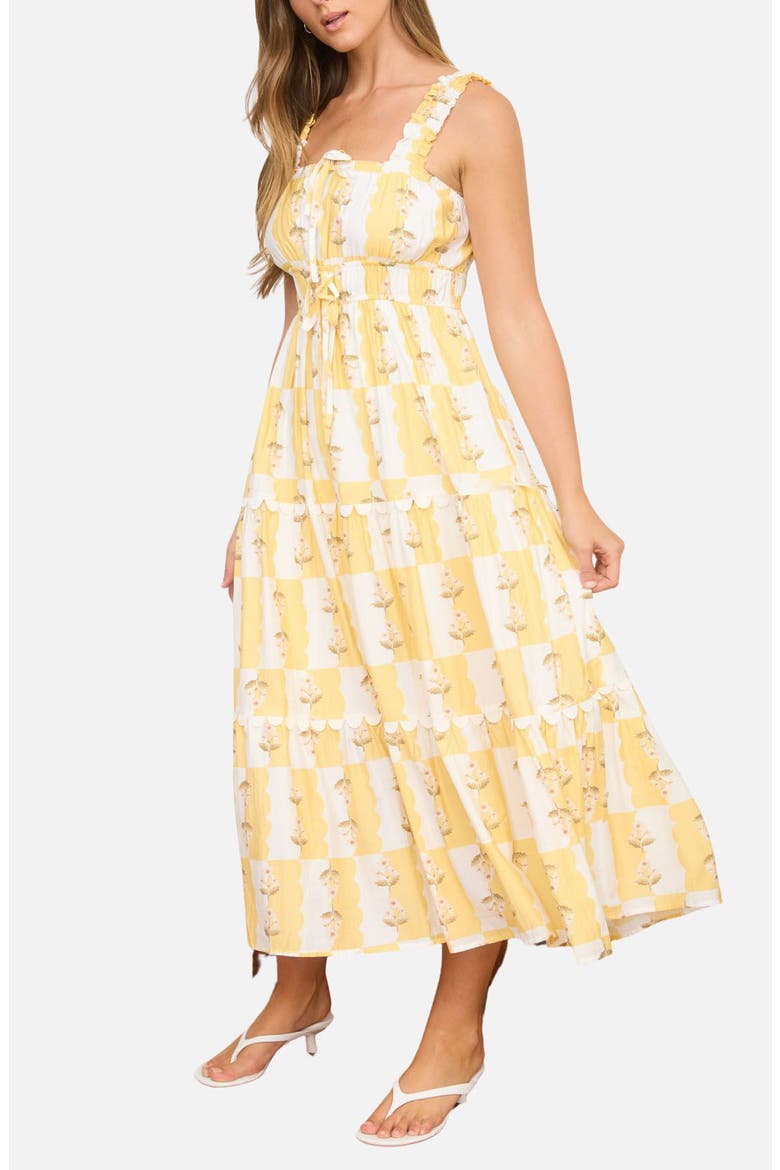 Tiered Midi Dress, Alternate, color, YELLOW MULTI