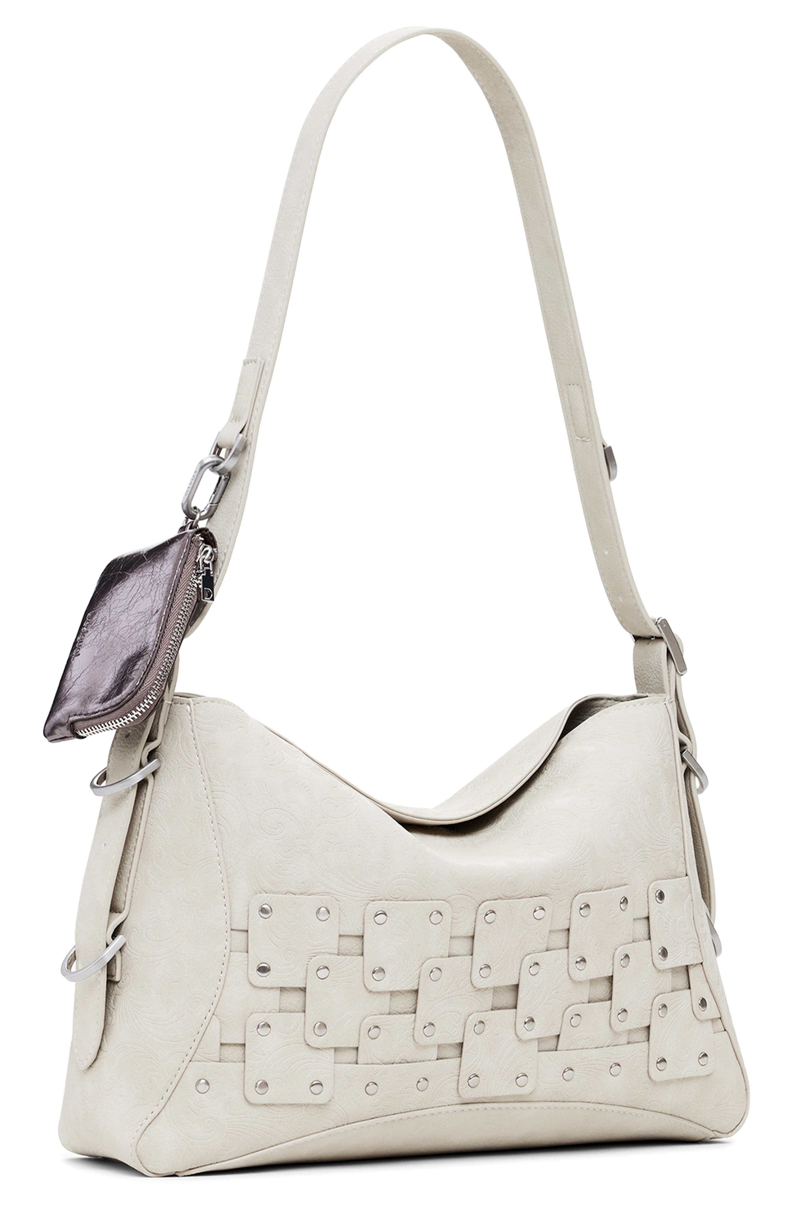 Desigual Stud Detail Shoulder Bag, Alternate, color, Light Gray