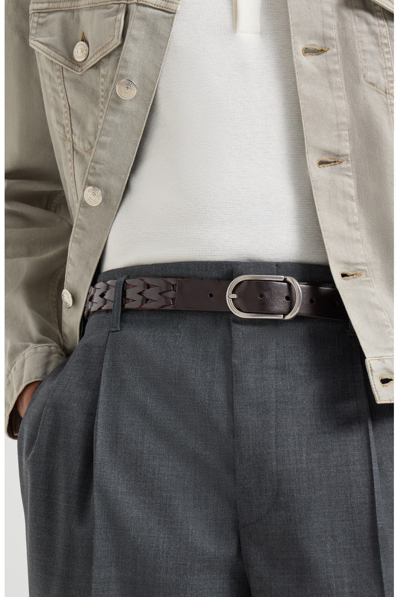 Braided leather belt, Alternate, color, Rust Brown