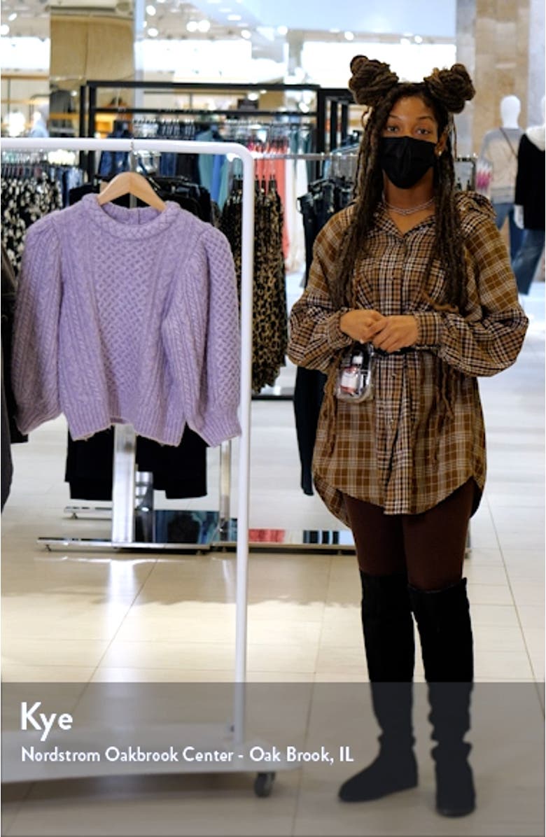 Ebba Puff Sleeve Cable Knit Merino Wool Blend Sweater, sales video thumbnail