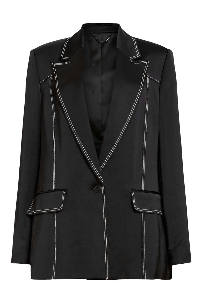 Theah Topstitch Blazer, Alternate, color, BLACK