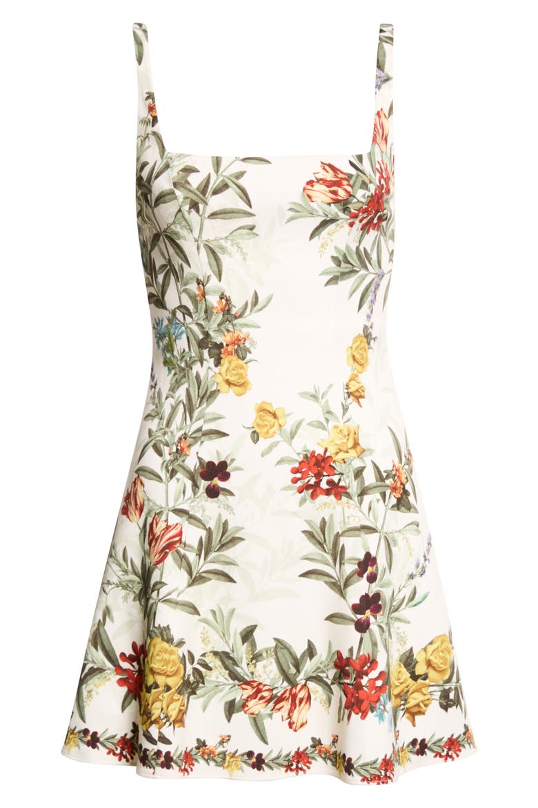 Julia Floral Print Sleeveless Minidress, Main, color, DESERT SPRIGS VANILLA