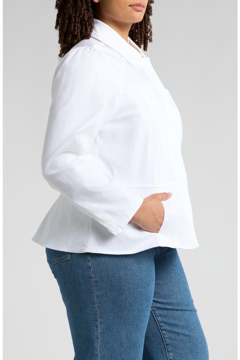 Peplum Denim Jacket, Alternate, color, OPTIC WHITE
