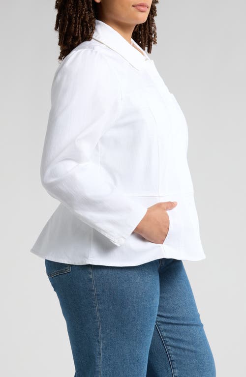 Wit & Wisdom Denim Peplum Jacket In Optic White