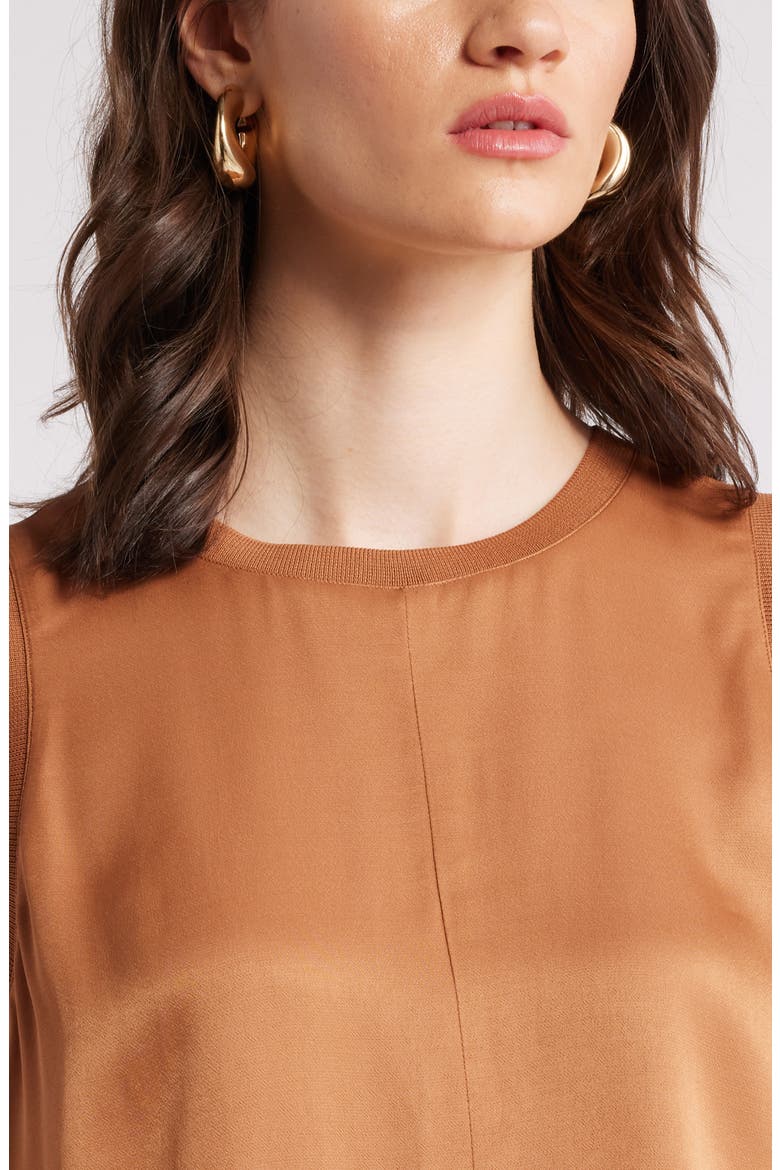 Rib Trim Tank Top, Alternate, color, TAN THRUSH