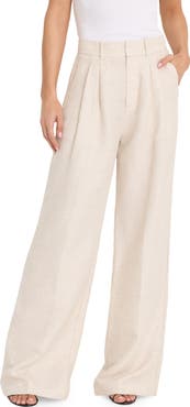 Good American Pleated Tencel™ & Linen Trousers