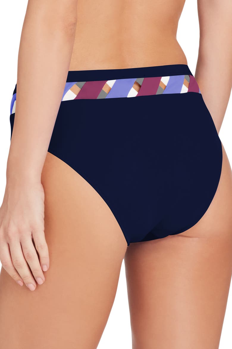 Martinique High Waist Bikini Bottom, Alternate, color, Navy blue