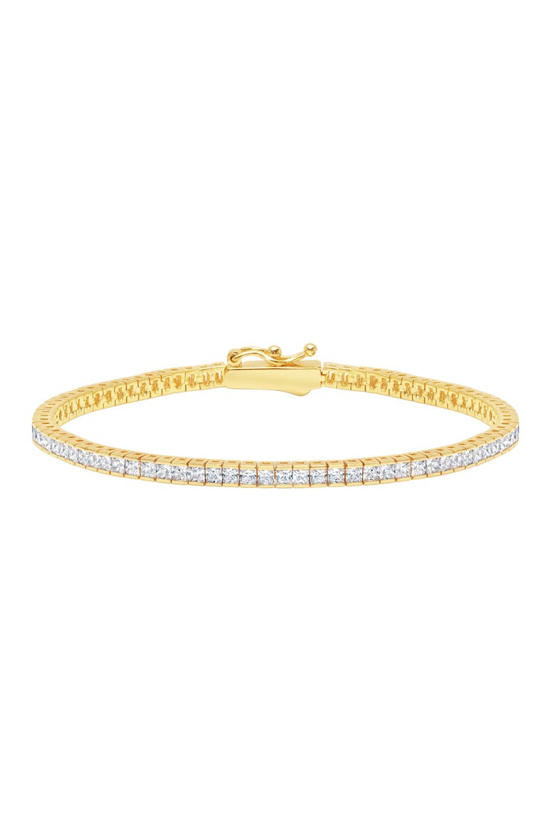 Princess Cubic Zirconia Tennis Bracelet, Main, color, GOLD