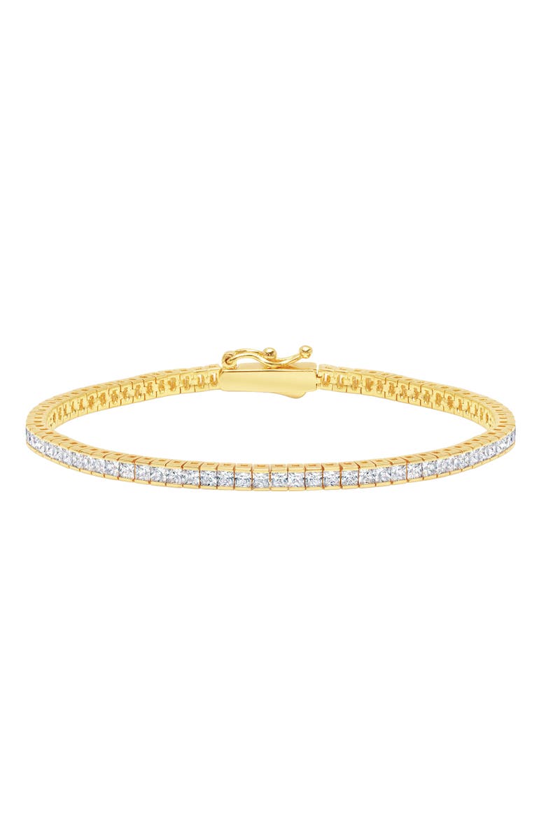 Crislu Princess Cubic Zirconia Tennis Bracelet, Main, color, Gold