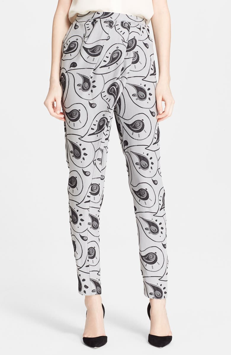 Vika Gazinskaya Paisley Print Pleated Silk Pants, Main, color,