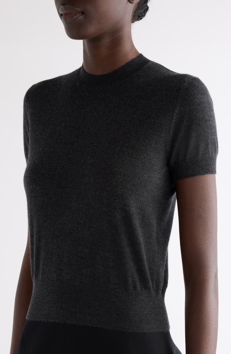 Givenchy Short Sleeve Silk Sweater, Alternate, color, Charcoal