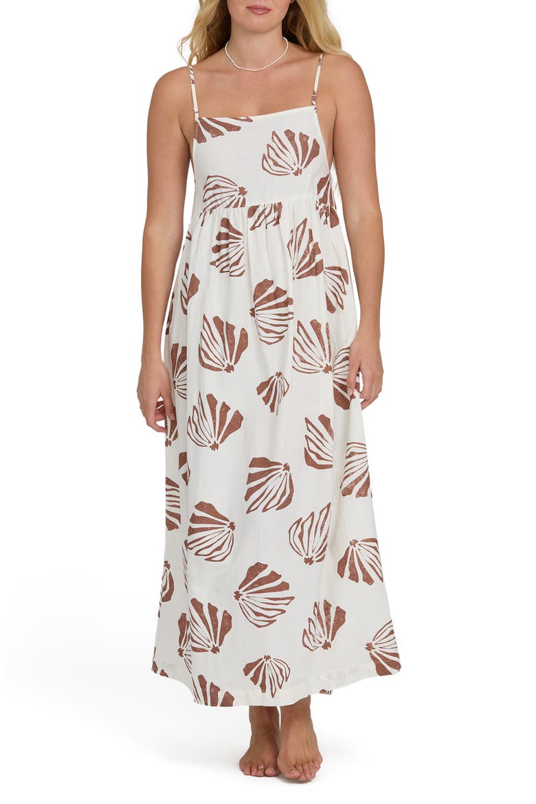 Undone Seashell Print Cover-Up Maxi Dress, Main, color, SALT CRYSTAL