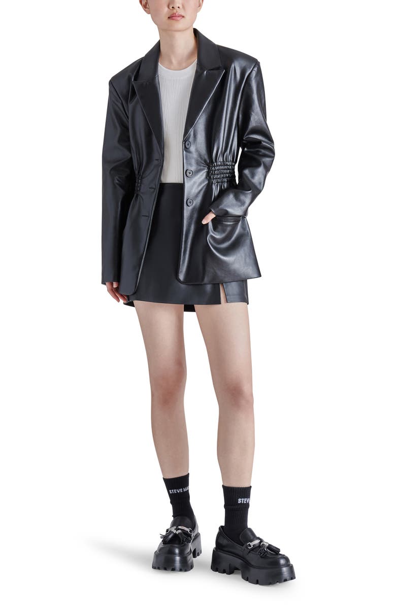 Steve Madden Frida Smocked Faux Leather Jacket, Alternate, color, 