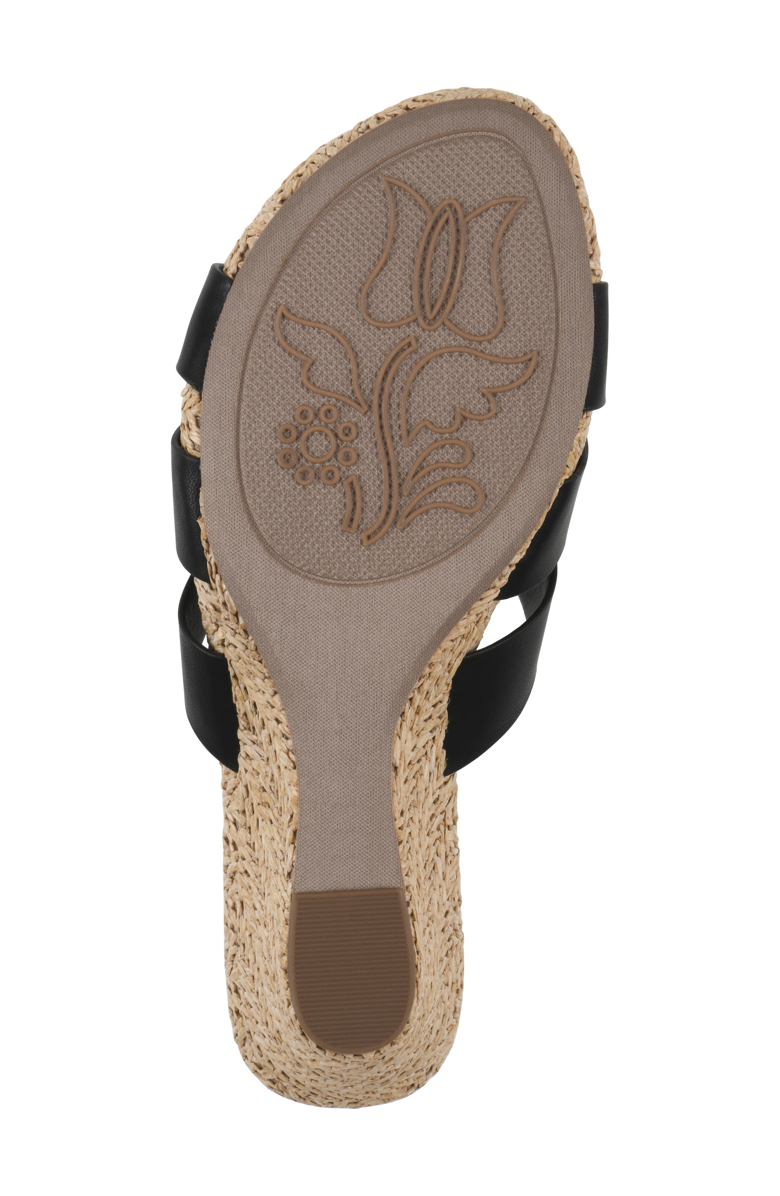 White Mountain Footwear Atavi Wedge Espadrille Sandal, Alternate, color, Black/ Smooth