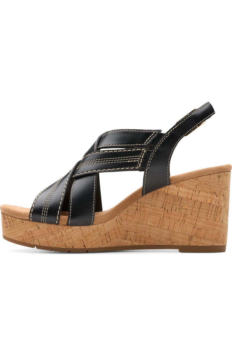 Clarks<sup>®</sup> Savina Slingback Wedge Sandal, Alternate, color, Black/ Black