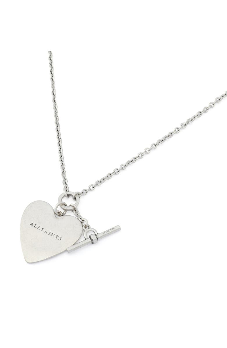 AllSaints Heart Charm Chain Link Necklace, Alternate, color, Warm Silver