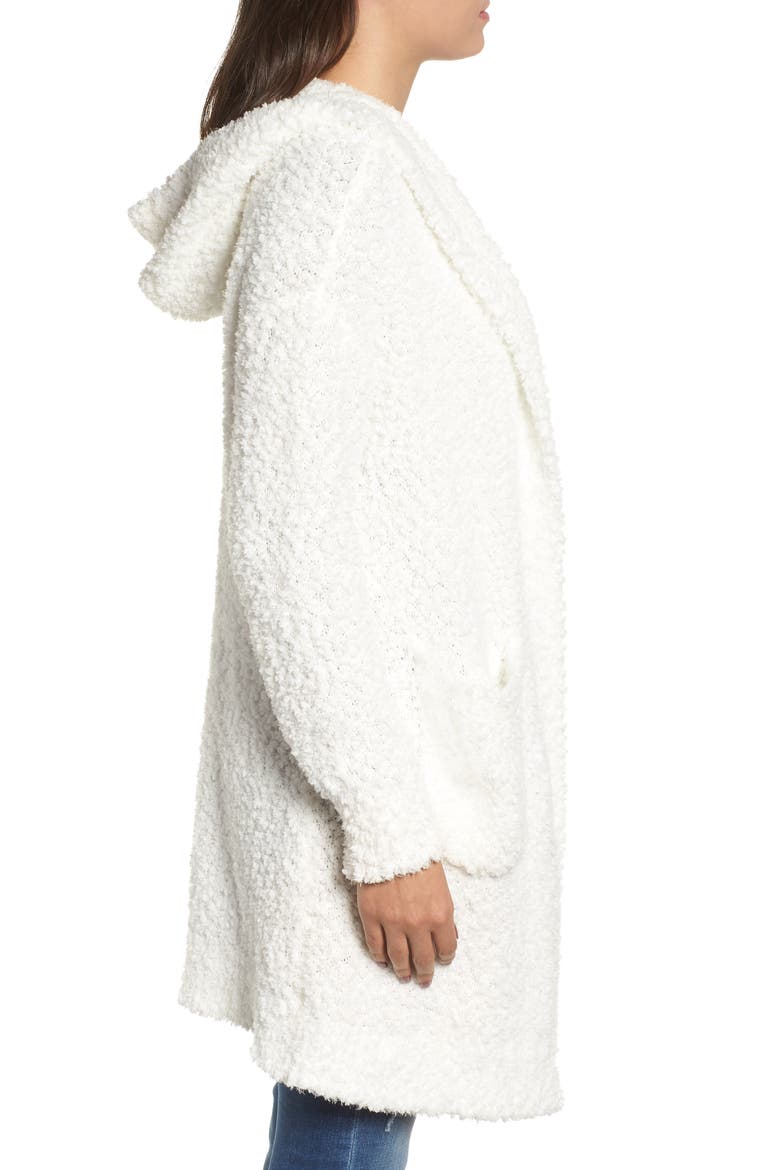 Plush Hooded Cardigan, Alternate, color, IVORY