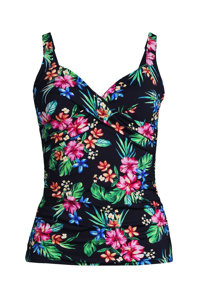 Wrap Underwire Tankini Top Swimsuit, Alternate, color, Deep Sea Navy Rosella Floral