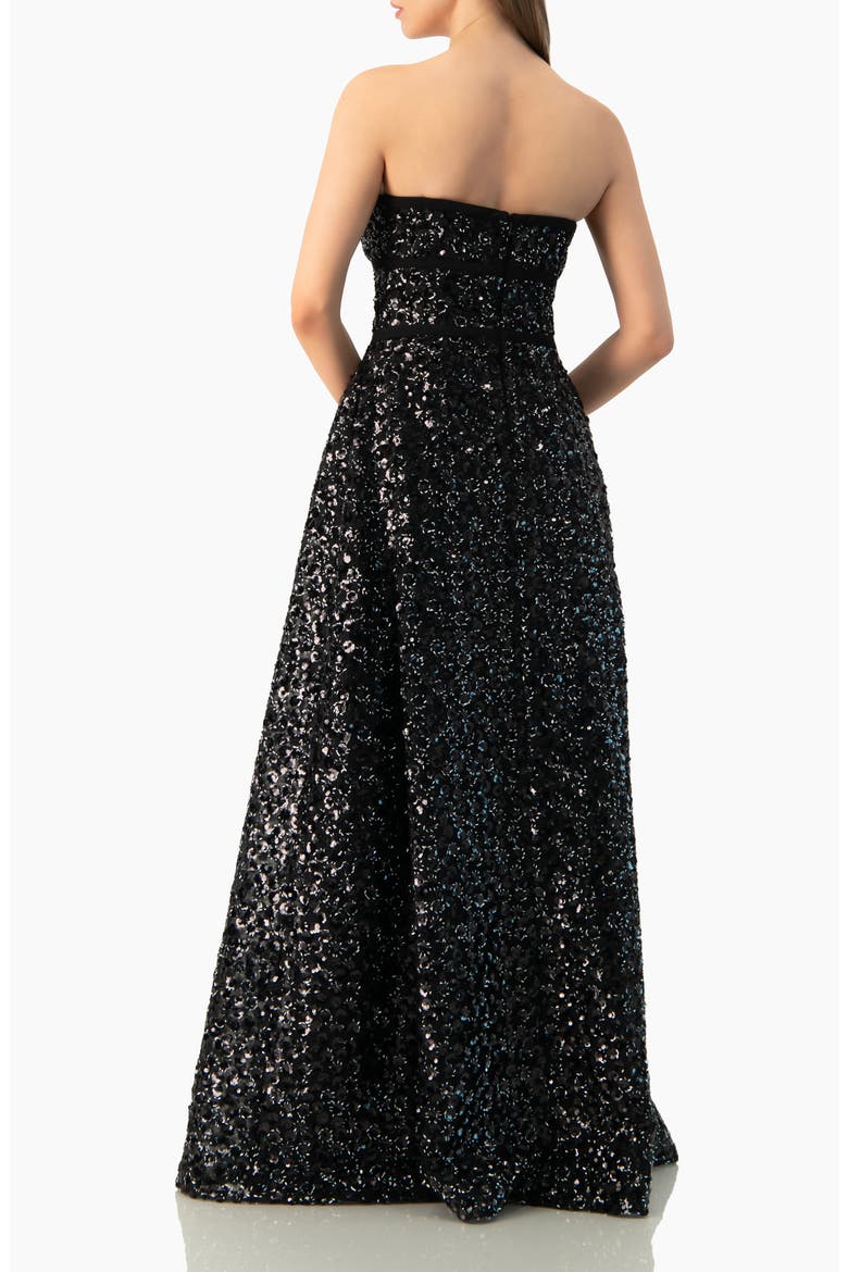 Strapless Sequin A-Line Ballgown, Alternate, color, Black