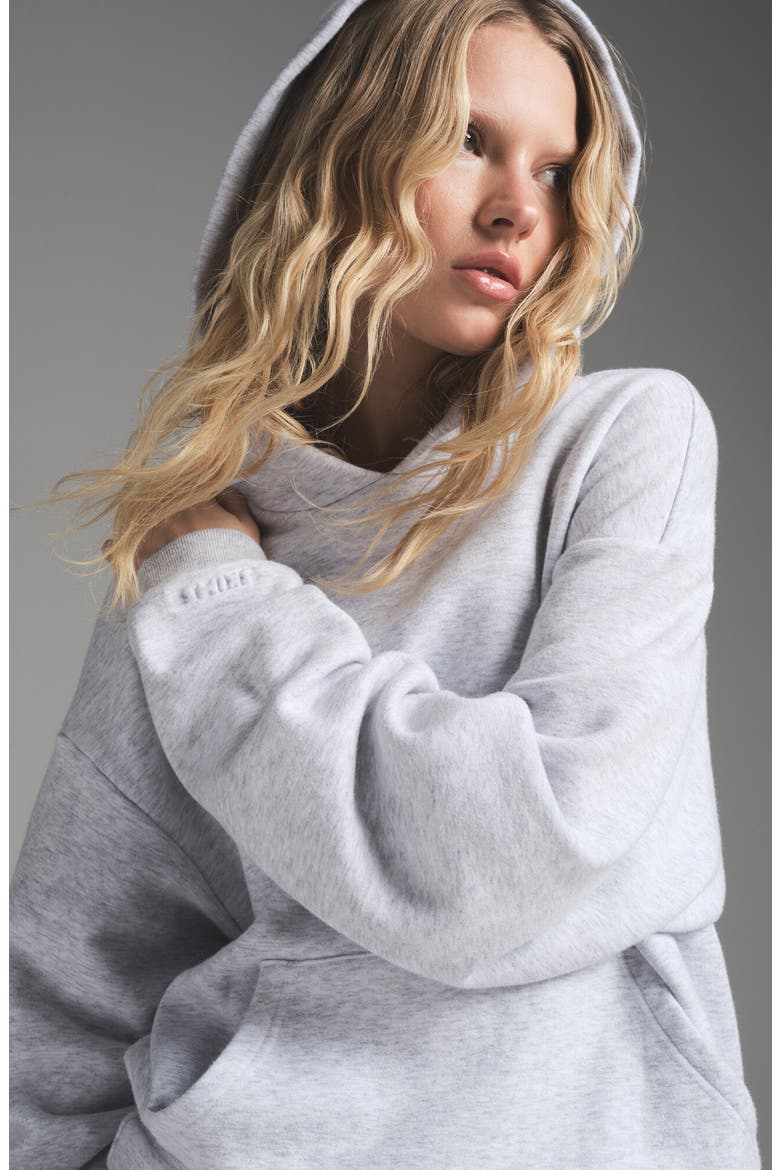 Cotton Fleece Blend Classic Hoodie, Alternate, color, LIGHT HEATHER GREY