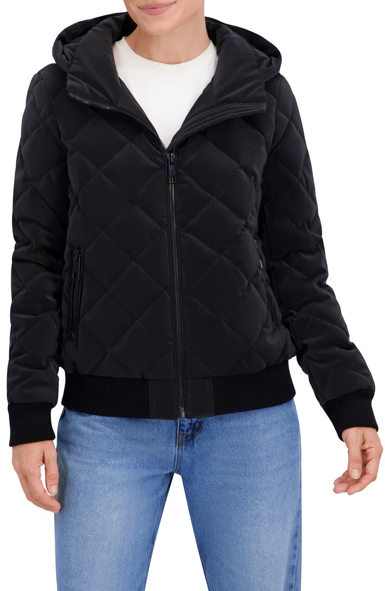Ookie & Lala Carbon Stadium Hooded Puffer Jacket, Alternate, color, Black