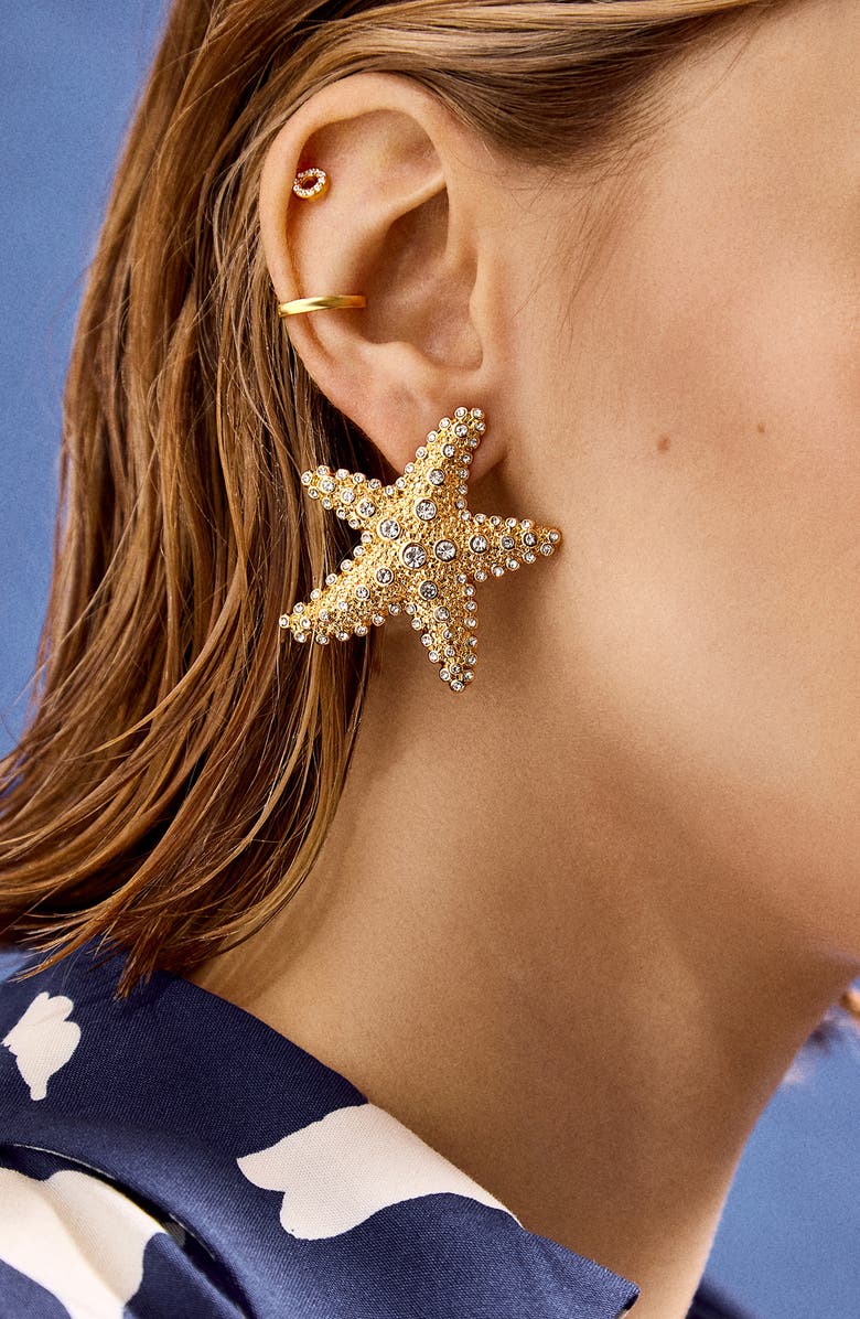 BaubleBar Sea Star Pavé Statement Earrings, Alternate, color,