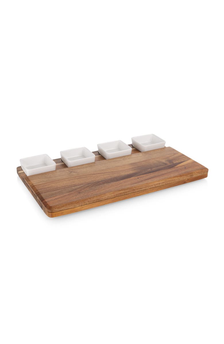Toscana Picada Tapas & Cheese Board Set with Dip Bowls, Alternate, color, Acacia Wood