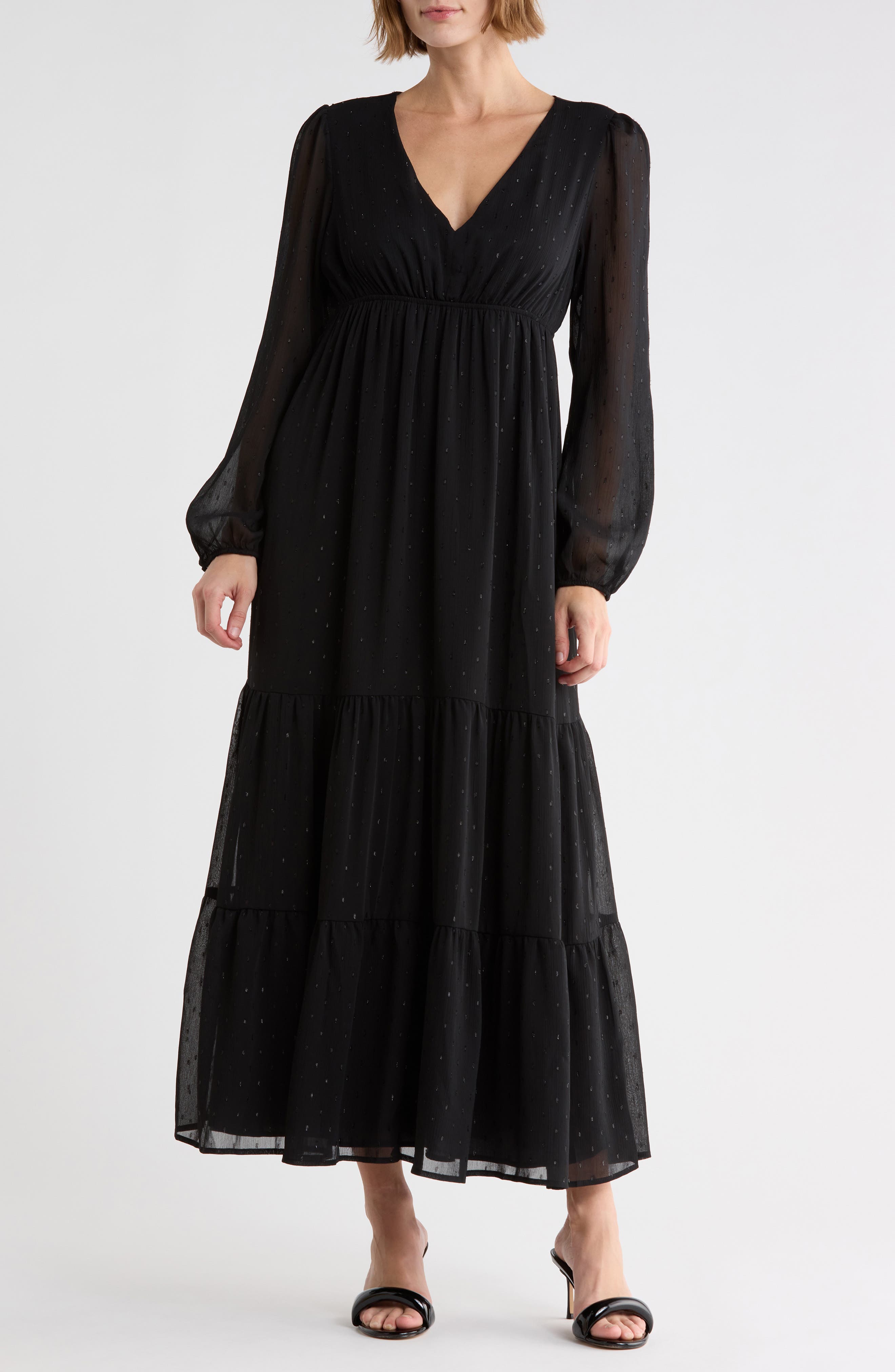 Clip Dot Chifon Maxi Dress