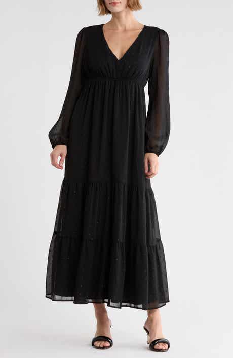 Clip Dot Chifon Maxi Dress