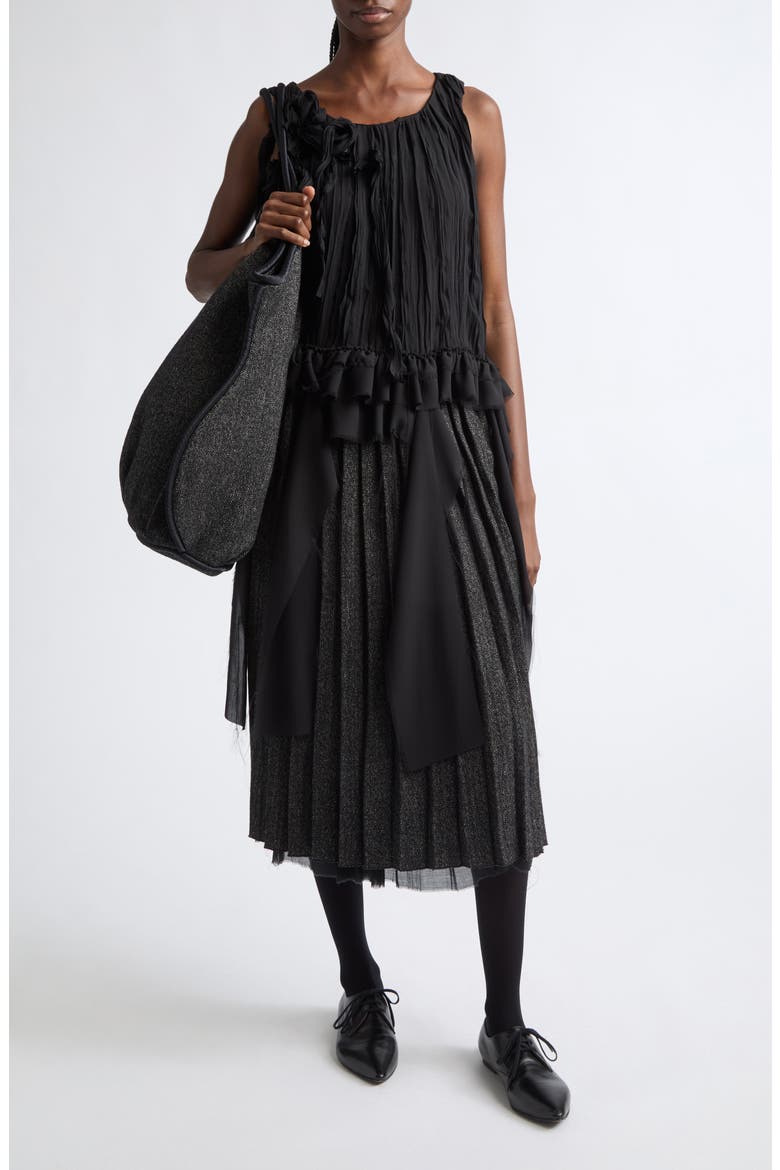 Pleated Georgette Tank, Alternate, color, BLACK GEORGETTE