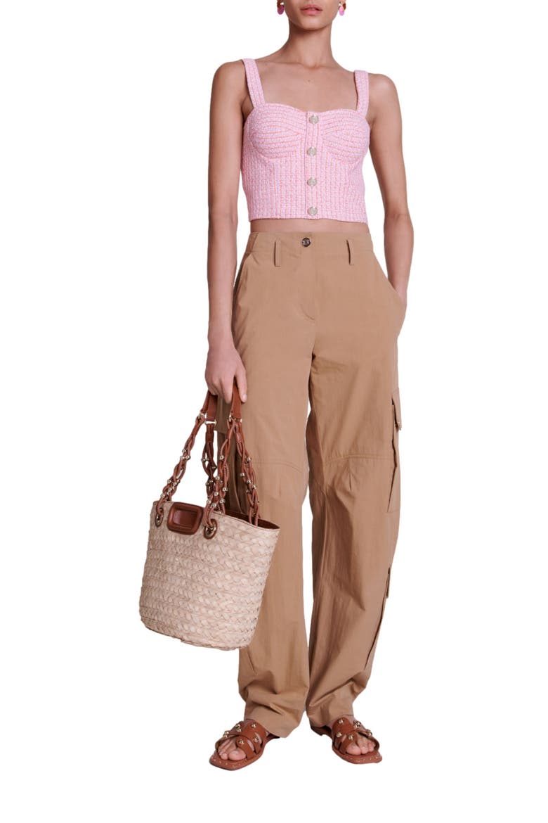 Laradis Tweed Crop Bustier Top, Alternate, color, PINK / ORANGE