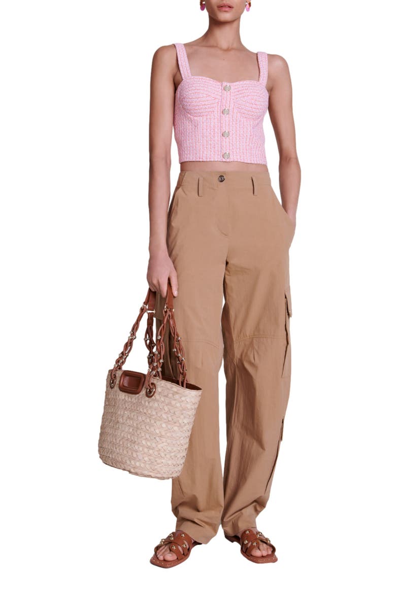 maje Laradis Tweed Crop Bustier Top, Alternate, color,