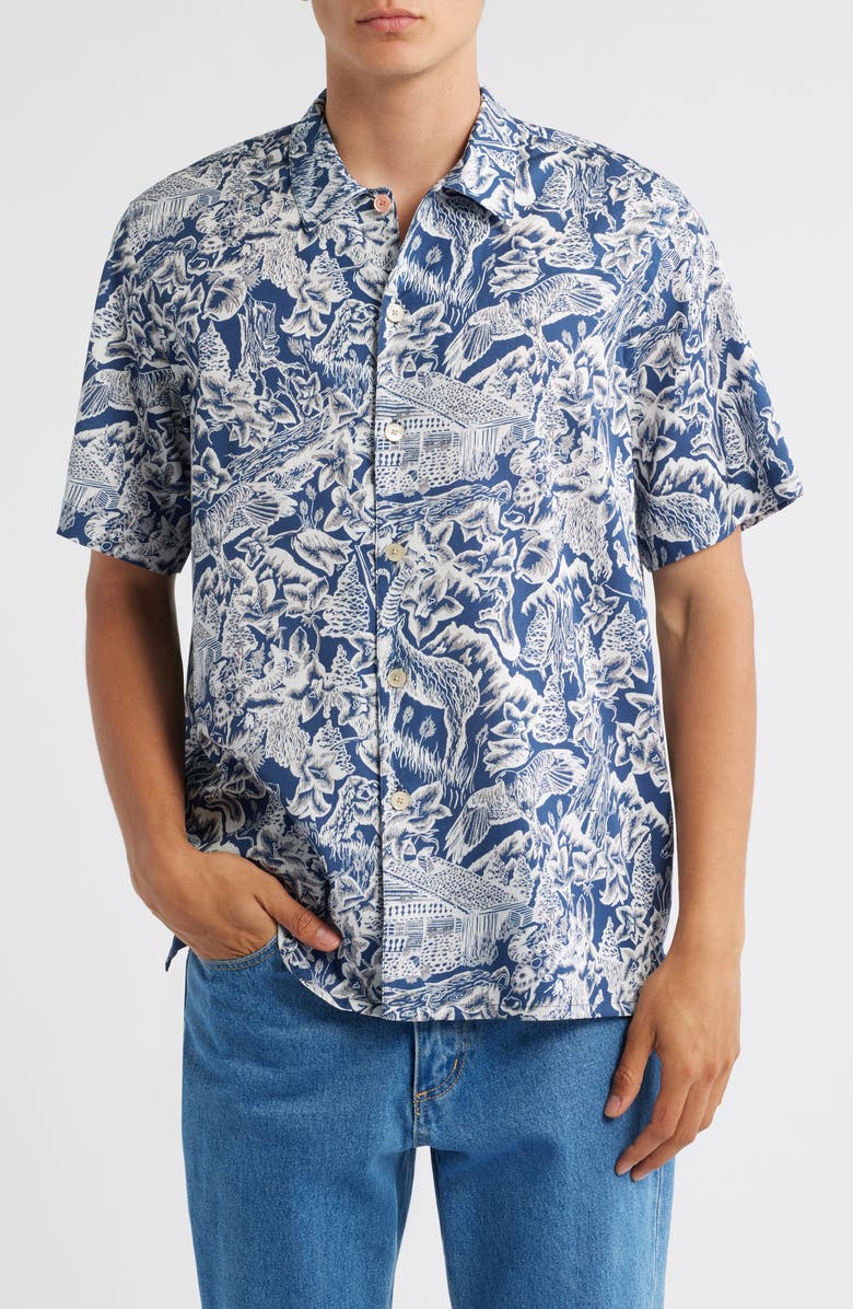 PS Paul Smith Chalet Print Casual Fit Camp Shirt, Main, color, 