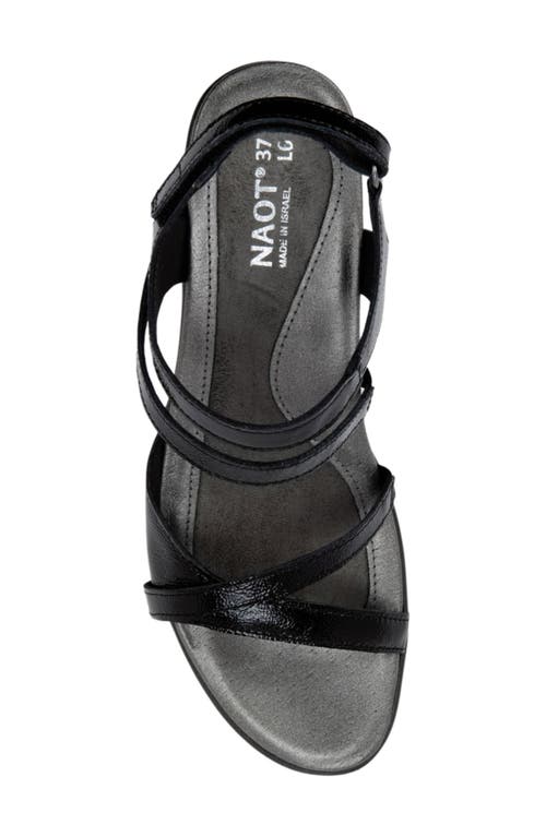 Naot Limit Slingback Sandal In Black Crinkle Patent Leather