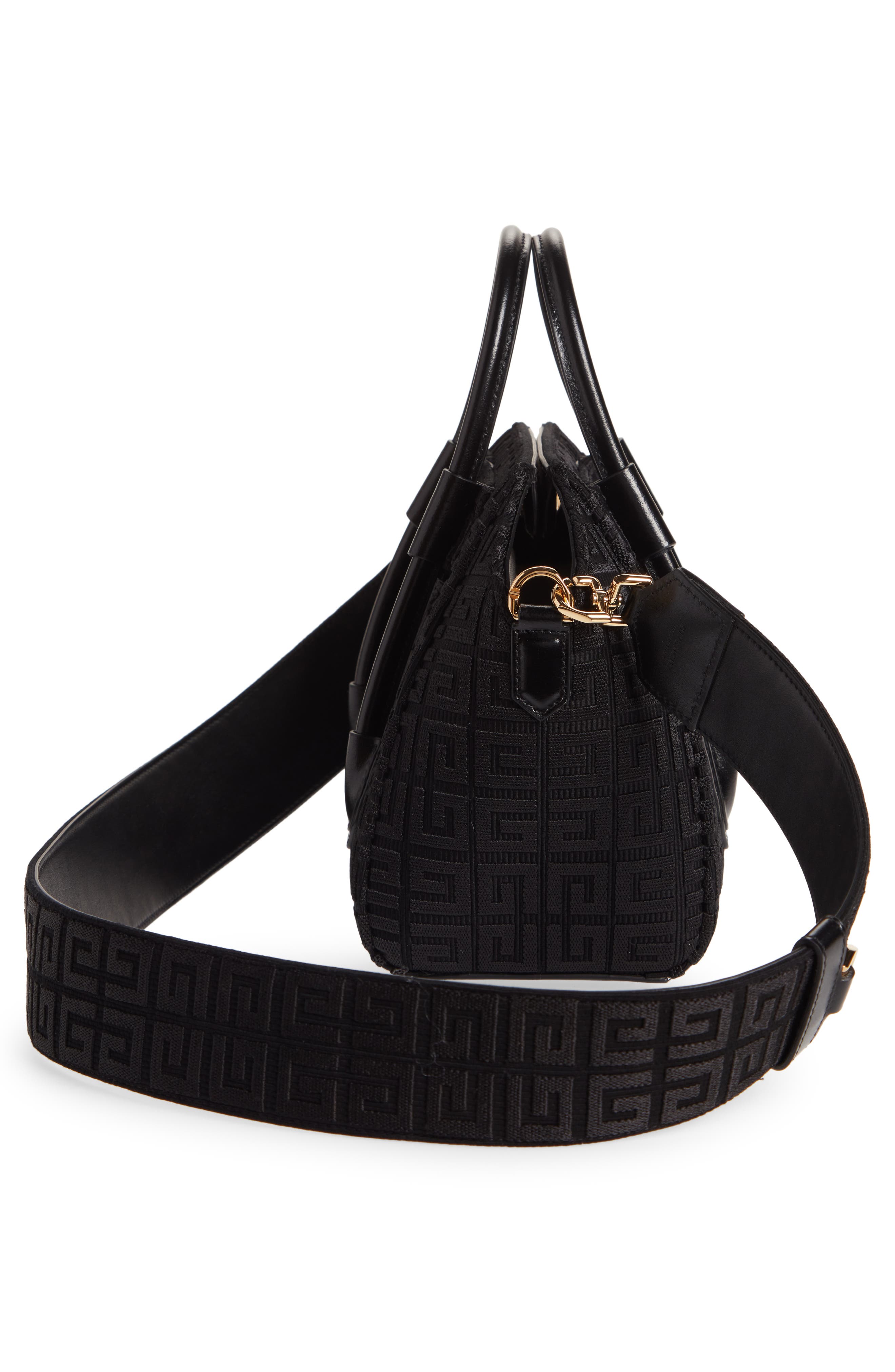 Givenchy Mini Antigona Lock Embroidered Canvas Satchel, Alternate, color, 