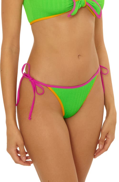 Becca Crinkle Crush Reversible Side Tie Bikini Bottoms In Green