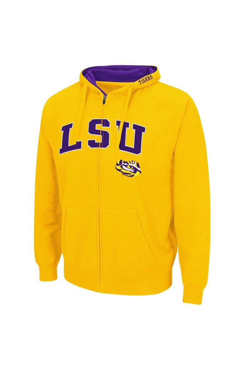 Men's Colosseum Gold LSU Tigers Arch & Logo 3.0 Full-Zip Hoodie, Alternate, color, Gold