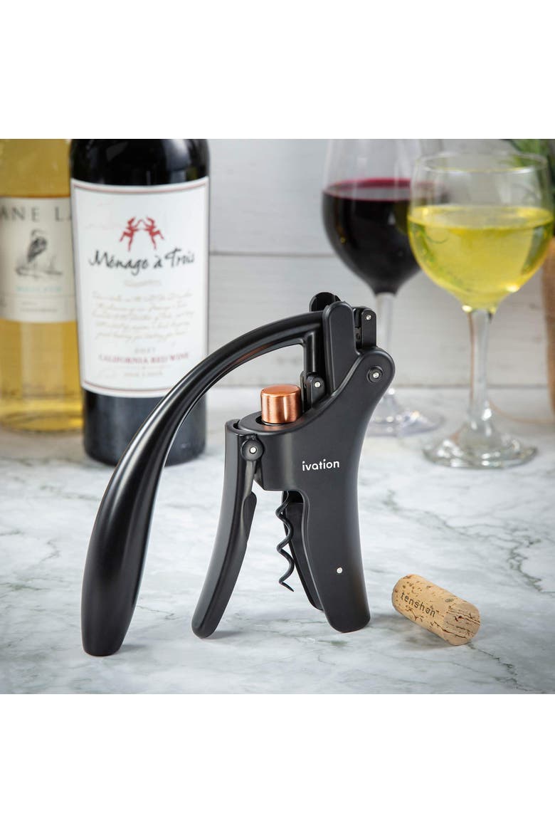 Manual Wine Bottle Opener, Alternate, color, Black