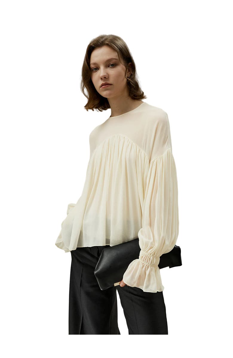 Lilysilk Sheer-shoulder Ruffle Shirt, Main, color, 