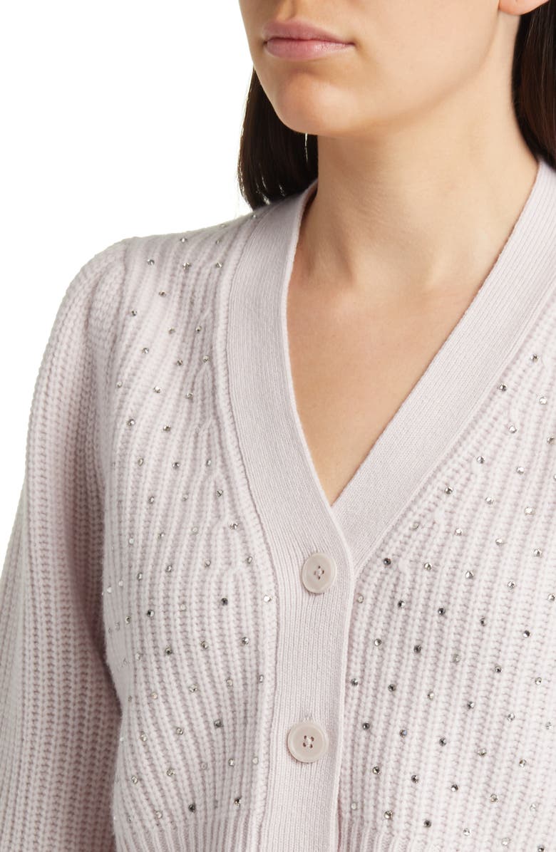 LoveShackFancy Auden Rhinestone Embellished Wool & Cashmere Crop Cardigan, Alternate, color,