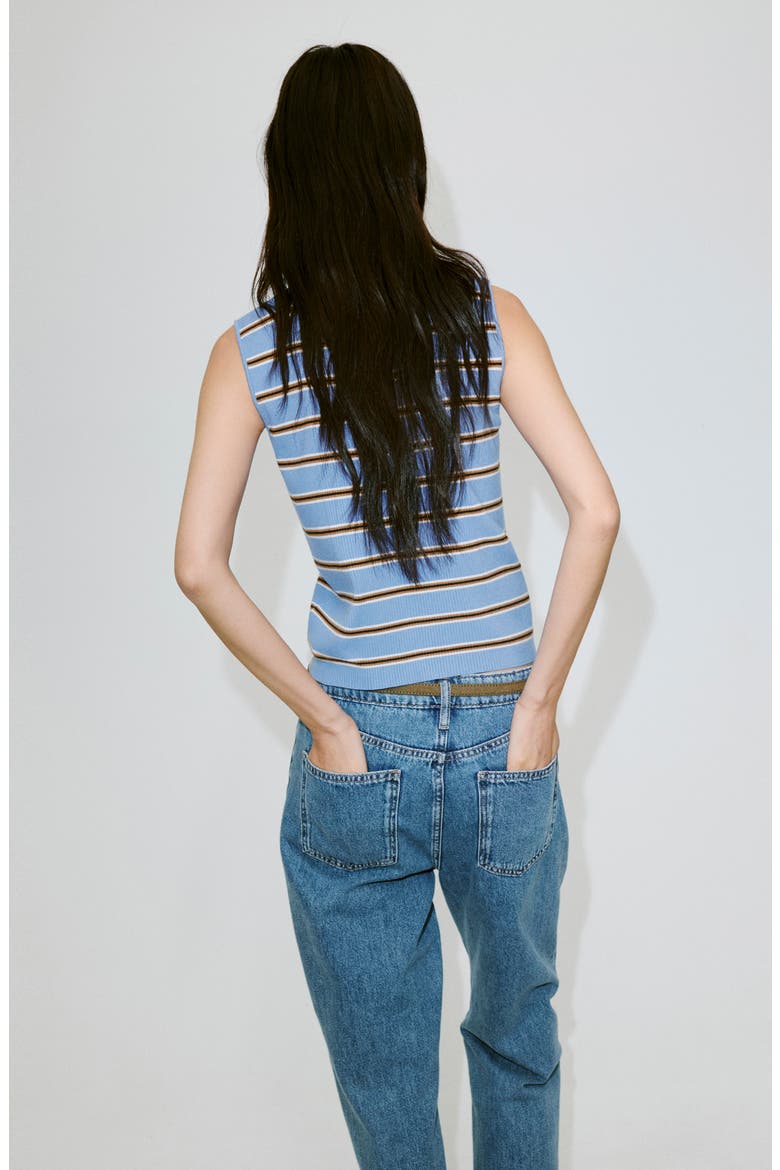 Stripe Rib Polo Vest, Alternate, color, BLUE