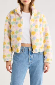All in Favor Floral High Pile Fleece Jacket