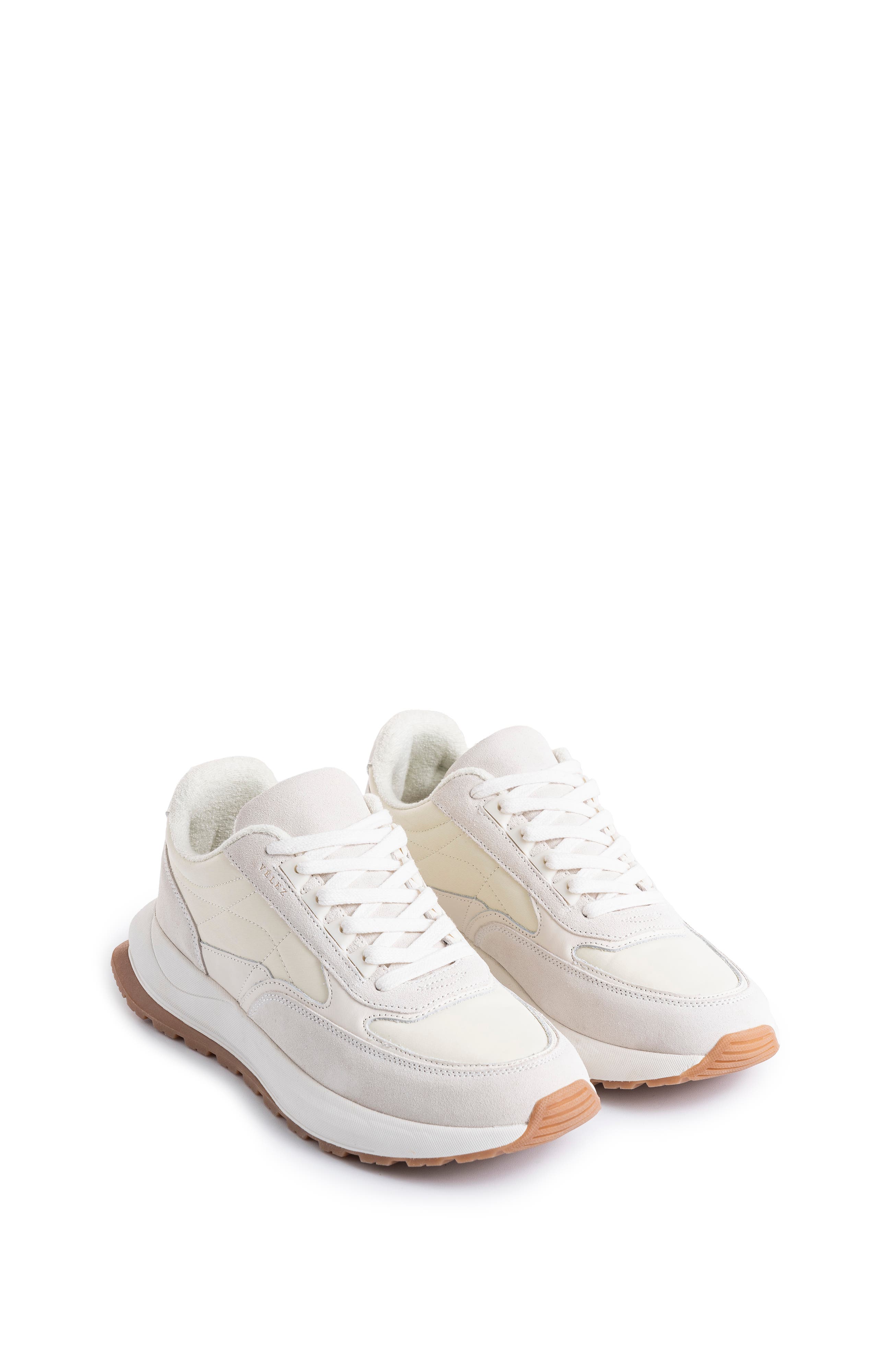 Velez Leather and Textile Sneakers Sporty Look, Alternate, color, White