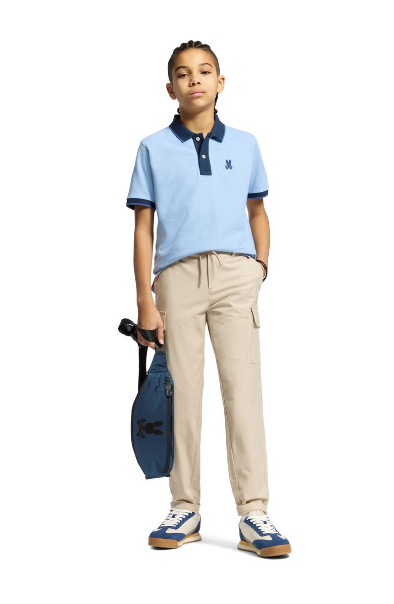 Psycho Bunny Kids' Thatcher Cotton Pique Polo, Alternate, color, Serenity