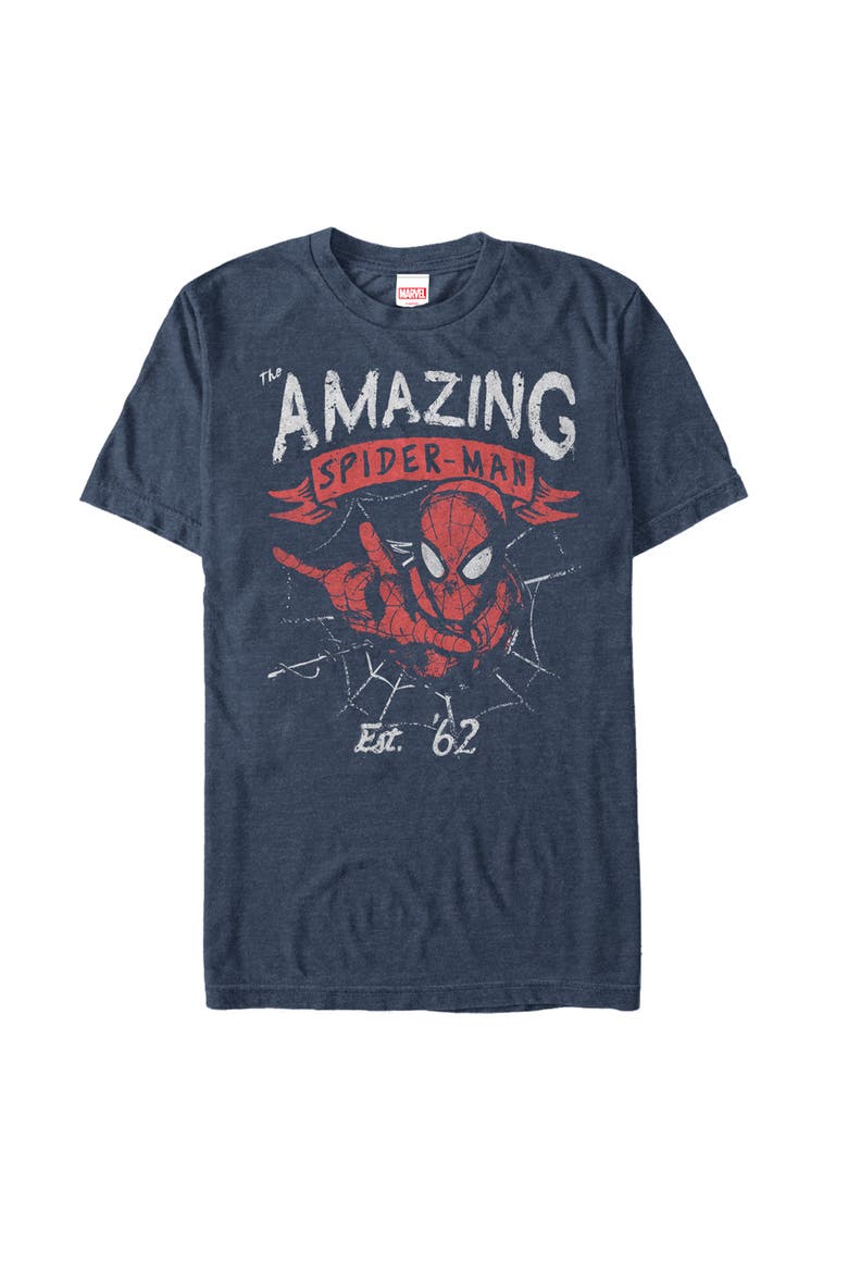 Men's Marvel Spider-Man Est 62  Graphic T-Shirt, Alternate, color, Navy Blue Heather