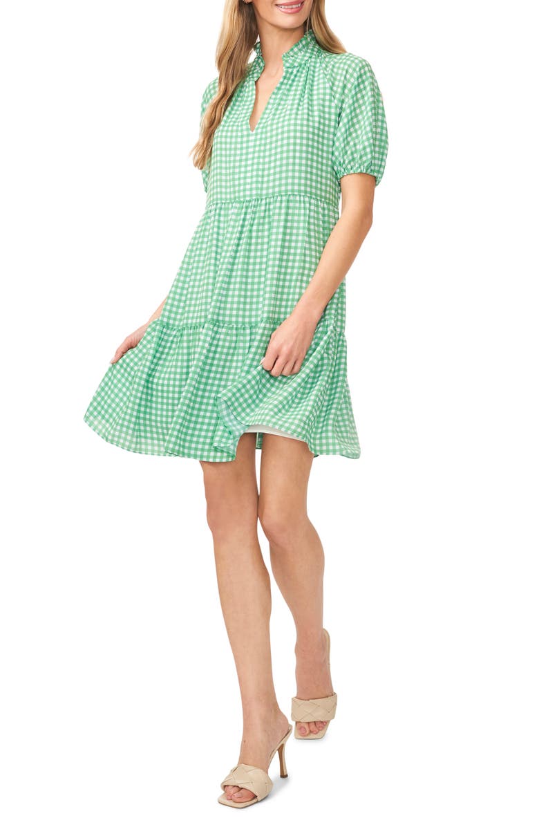 CeCe Gingham Print Babydoll Dress, Main, color,