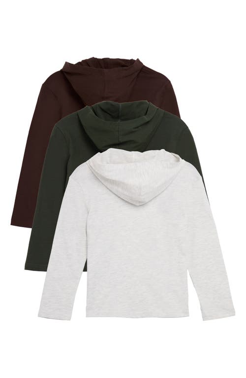 X-ray Xray Kids' 3-pack Hooded Long Sleeve Cotton T-shirts In Multi