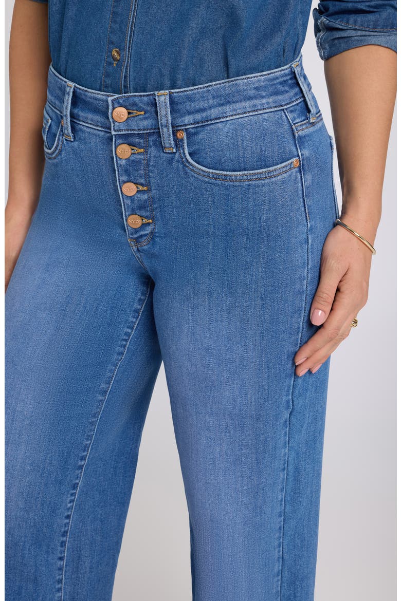 Teresa Exposed Button Wide Leg Jeans, Alternate, color, BLUE PARADISE