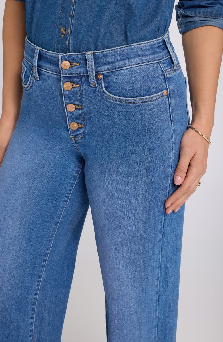 NYDJ Teresa Exposed Button Wide Leg Jeans, Alternate, color, Blue Paradise